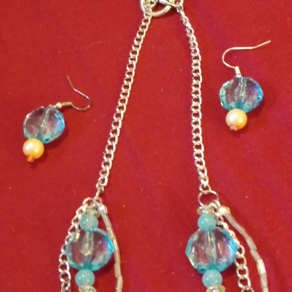 HAND CRAFTED NATURAL STONES NECKLACE & EARRINGS SET - Picture 7 of 8
